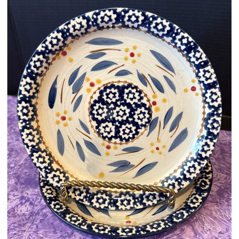 Temptations by Tara Old World Blue Floral Bread Butter Plates Plate Set Of 2‎